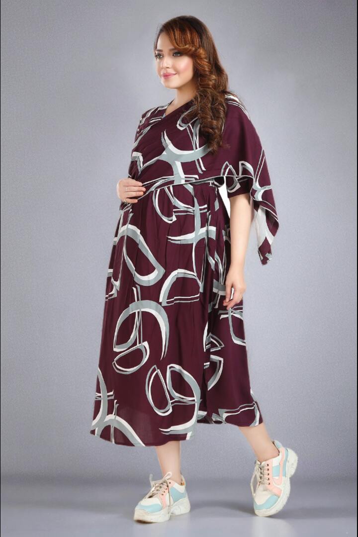 Abstract Cape Maternity Gown