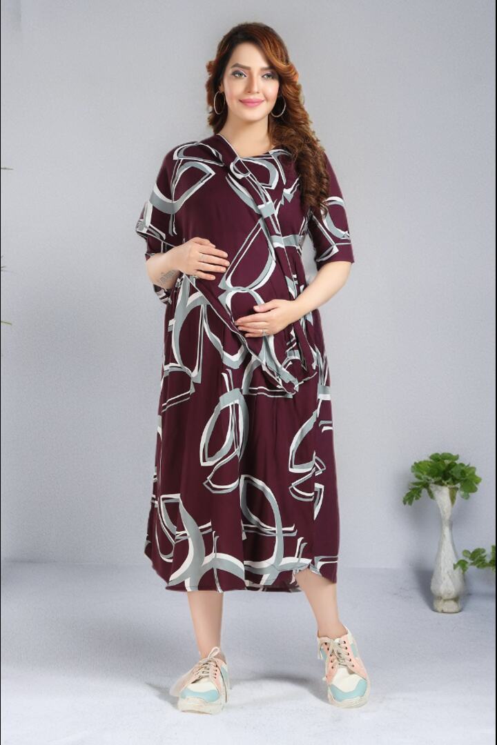 Abstract Cape Maternity Gown