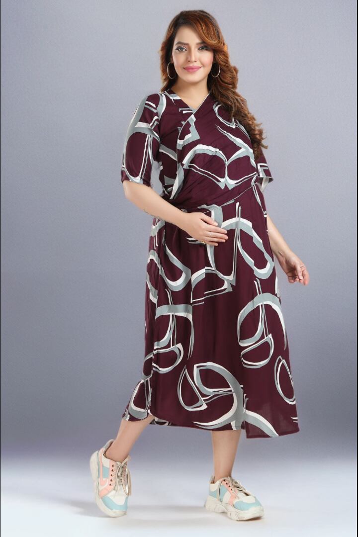 Abstract Cape Maternity Gown