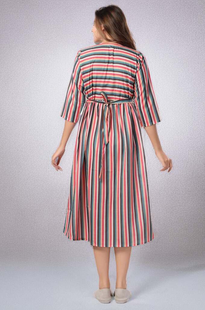 Rainbow Striper Maternity Dress