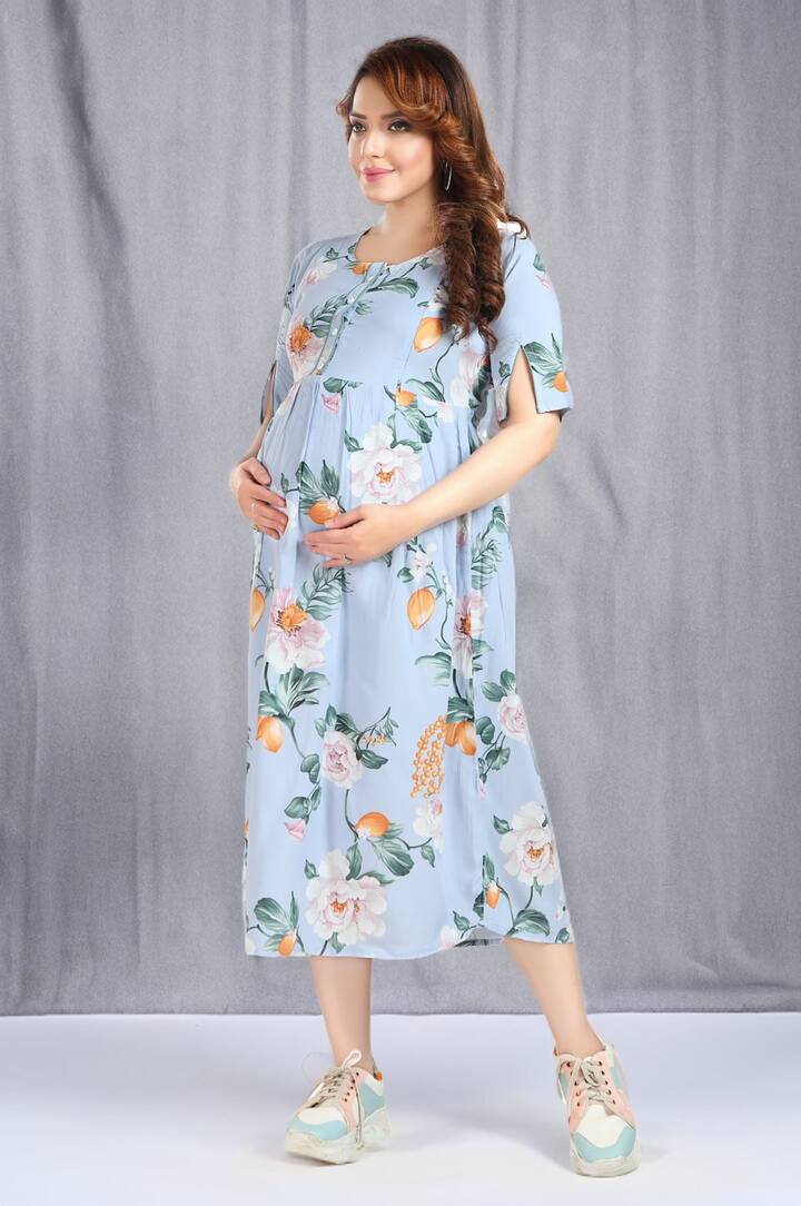 Summery Baby Blue Maternity Dress