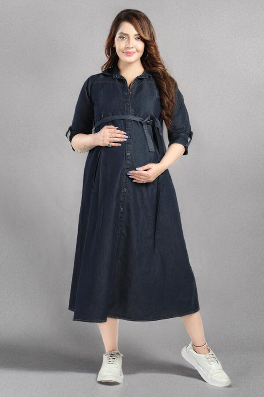 Black Wash A line Nursing Dress