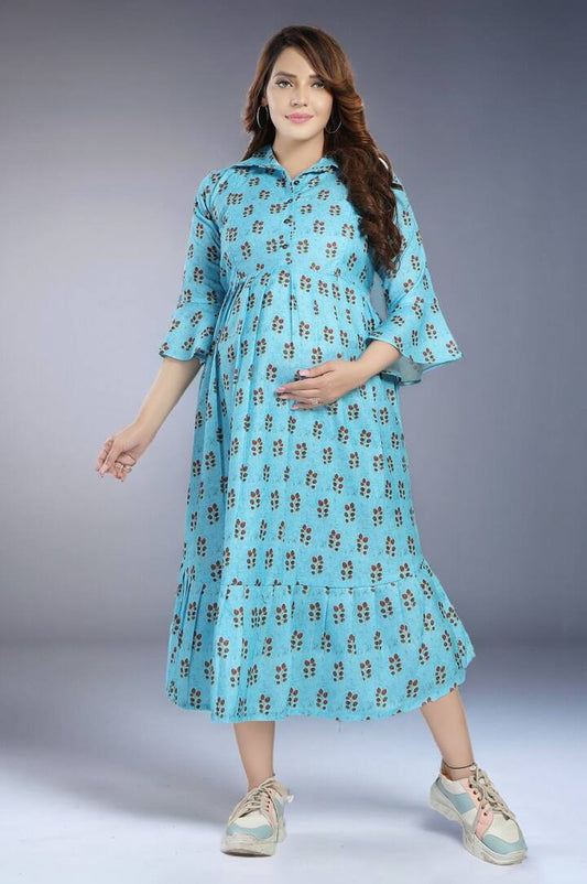 Blue AOP Feeding Dress