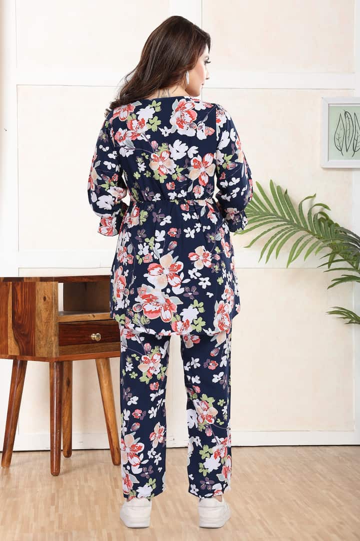 MomsBae Navy Floral Feeding Coord Set, back view