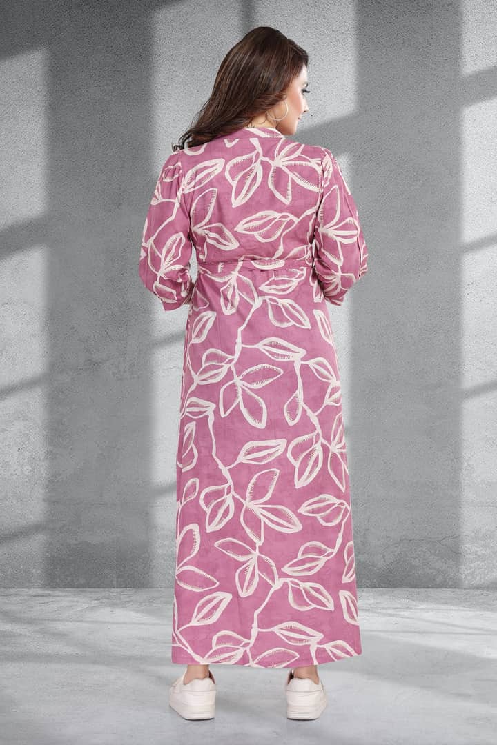 MomsBae Dusky Rose Printed Maternity Dress, back view