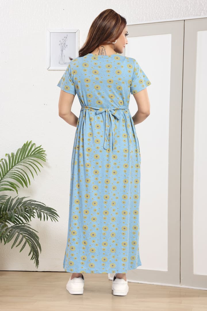 MomsBae Mellow Sunflower Printed Zipless Nightie, back view