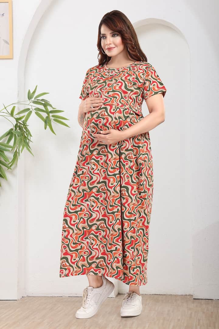 MomsBae Candylicious Zipless Feeding Nightie, alternate full-length view