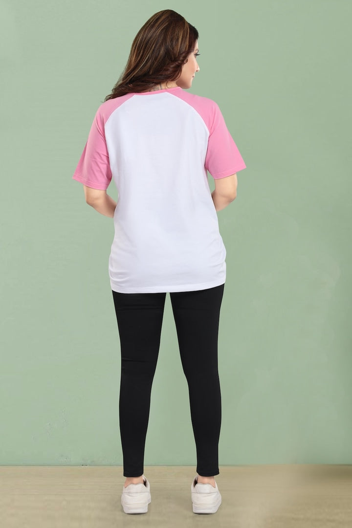 MomsBae Girly Pink Graphic Maternity T Shirt, back view