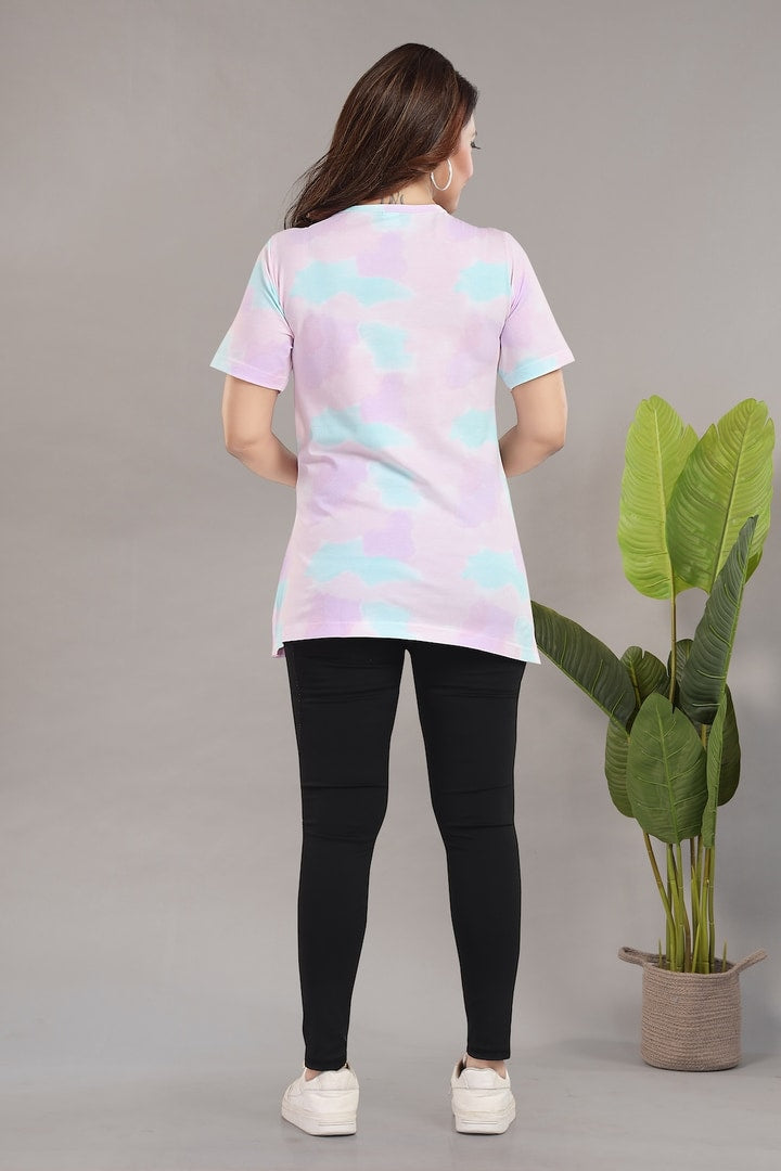 MomsBae Milkyway Tie and Dye Zipless Feeding T Shirt, back view