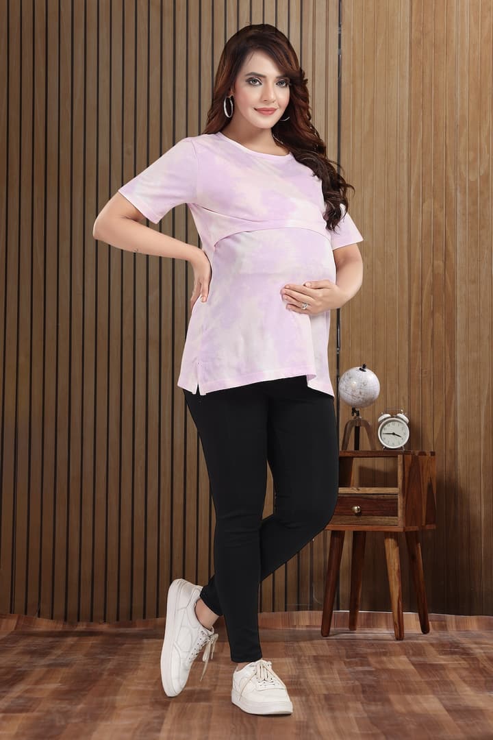 MomsBae Aurora Tie and Dye Zipless Feeding T Shirt, front view