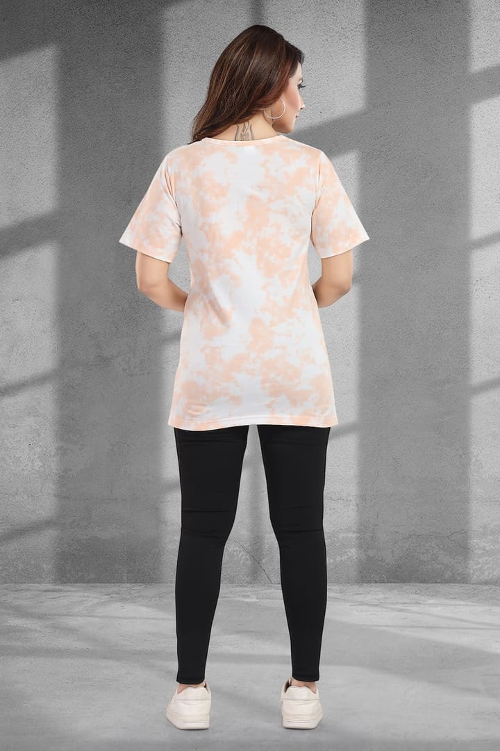 MomsBae Peach Tie and Dye Zipless Feeding T Shirt, back view