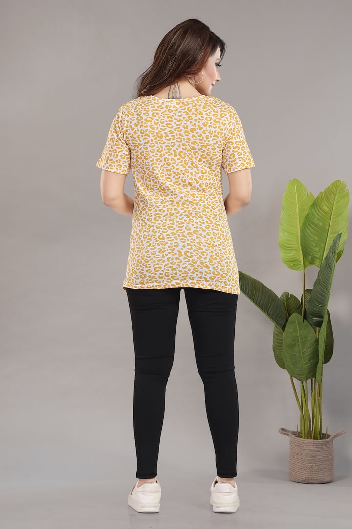 MomsBae Yellow Cheetah Zipless Feeding T Shirt, back view