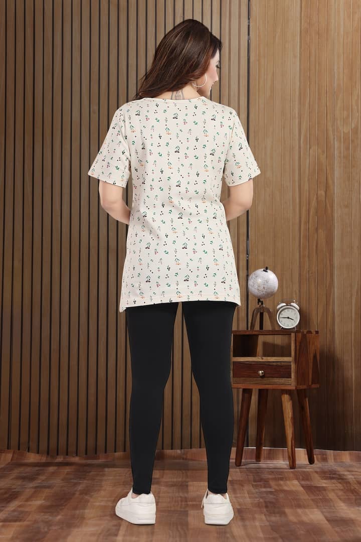 MomsBae Miniature Print Zipless Feeding T Shirt, back view